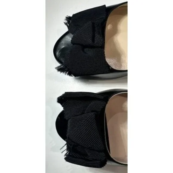 Prada Women's Open Toe Classic Pumps Patent Leather Black Size 6 - Picture 3 of 10